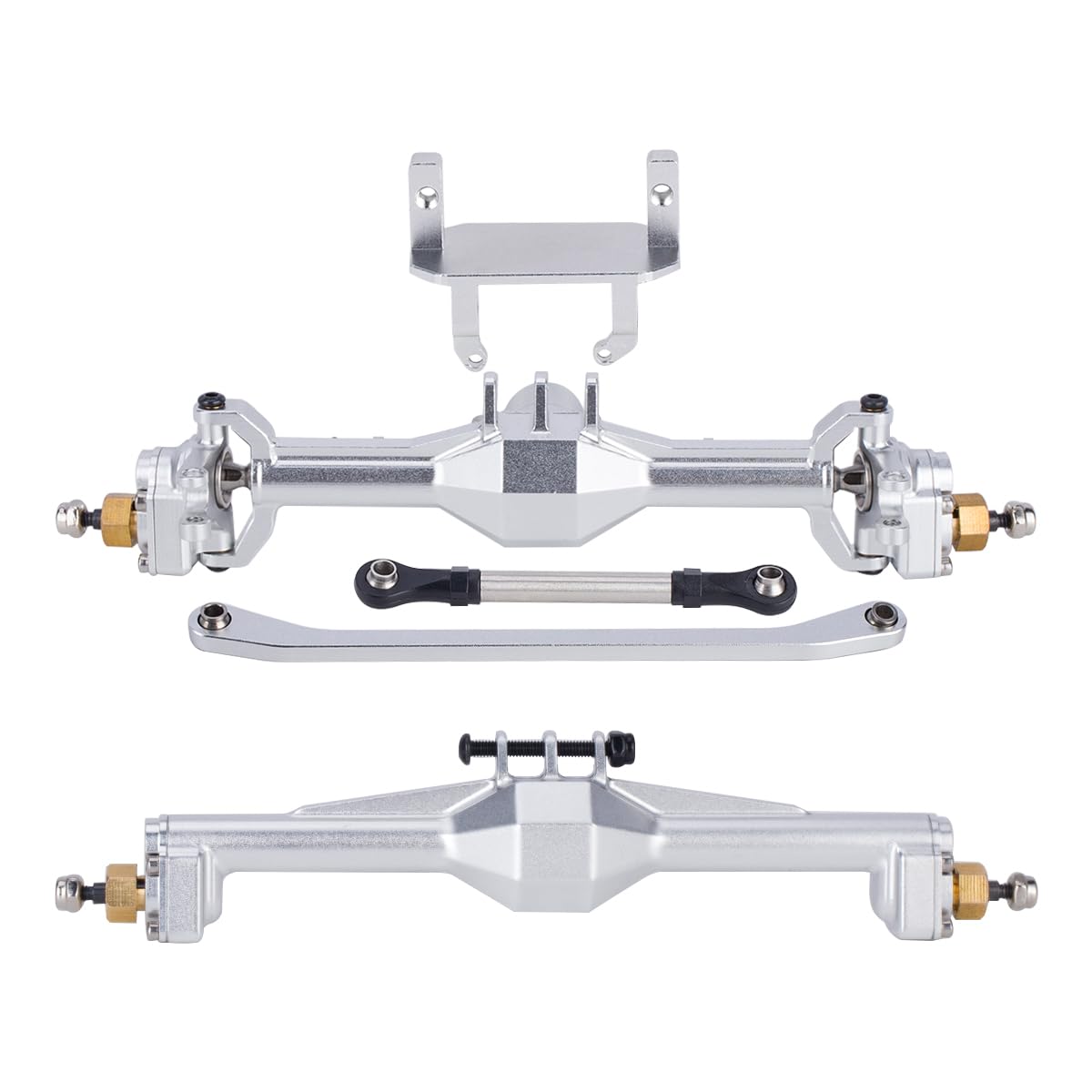 Photo 1 of +10mm Diamond CNC Portal Axles with Lay Down Servo Mount & Links for 1/18 RC Crawler TRX4M Axle Upgrade Parts (Silver-1Set)