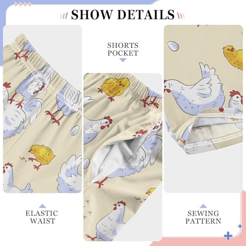 ZZXXB Hen Chicken Boys Long Pants Soft Trousers Elastic Waist Kids Lounge Bottoms with Pockets S-XL4