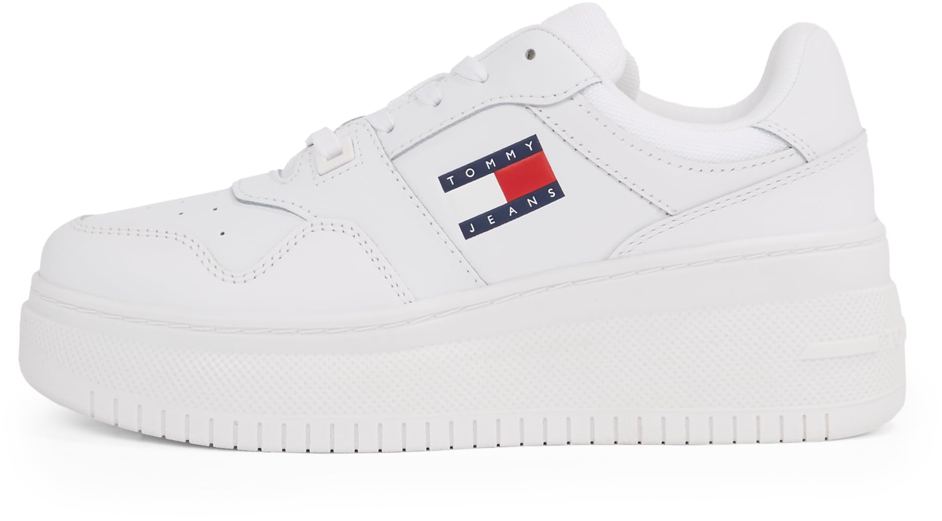 Tommy Jeans Women’s Retro Basket Essential Flatform Trainers, White (White), 7
