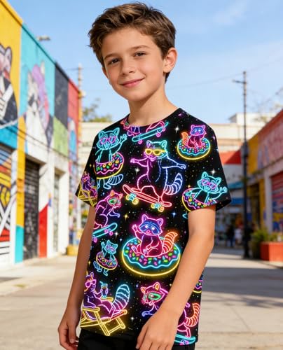 Image of uideazone Tshirts for Boys Kids Short Sleeve T-Shirt 3D Graphic Tee Shirts Tops Clothes 4-16 Years