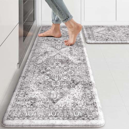 KIMODE Anti Fatigue Kitchen Mats, 2 PCS Cushioned Kitchen