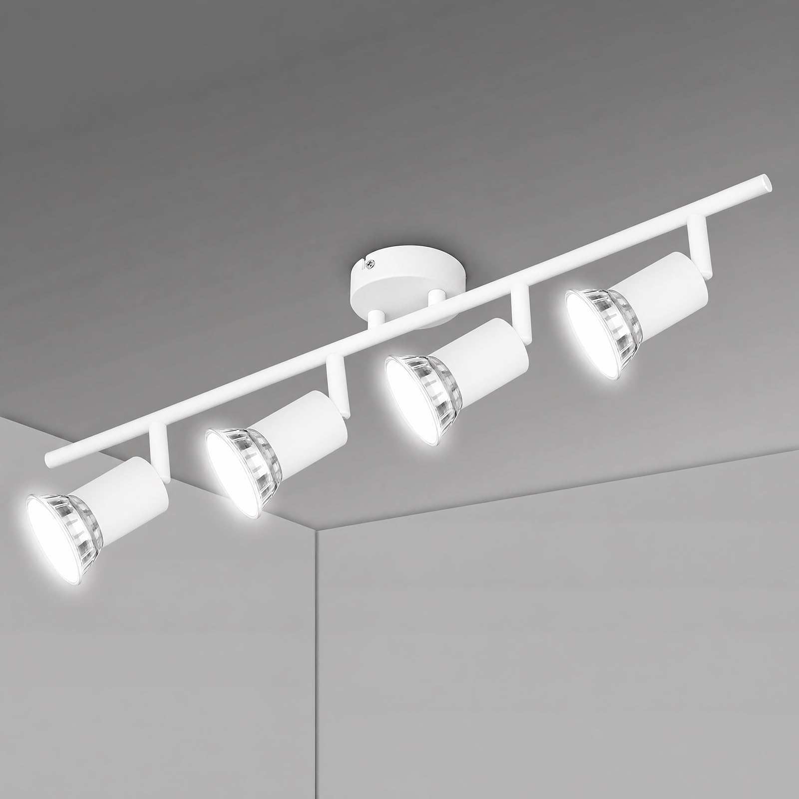 URAQT GU10 Ceiling Light Rotatable, 4 Way Spotlight Ceiling Lamp
