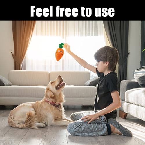 NyxSeat 4 Stück Obst-Plüschspielzeug, Hell Und Niedlich, Obst-Haustierspielzeug, Bissfest Und Geräuschvoll, Lindert Die ängste Von Hunden, Geeignet Für Kleine Und Mittelgroße Hunde.