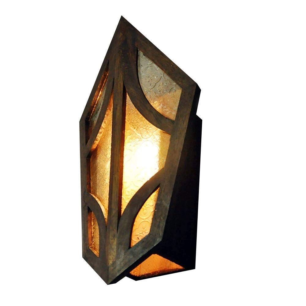 Lampada da Parete del Sud-EST Asiatico Arti Decorative Artigianato Lampada da Parete corridoio Decorato Ristorante Bar Corridoio corridoio in Legno massello E27 Applique Lanterna in Vetro Apparecchio