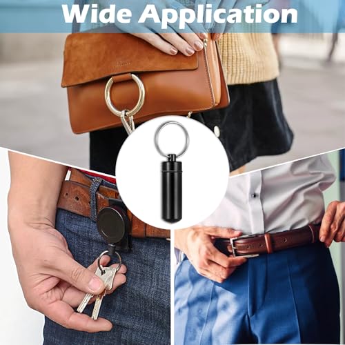 Image of 6 Pack Black Cylinder Urn Keychains for Ashes, Waterproof Cremation Keepsake Jewelry Vials for Human or Pet Ashes, Hair, or Small Mementos, Memorial Ash Holder for Men and Women