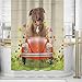 GABSHAIM Cute Shower Curtain Catahoula Dog Drive a Car Bath Curtains Floral Pattern Shower Curtain Waterproof Fabric Bathroom Decor 66x72 Inch