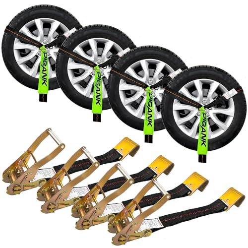 Sangle d'arrimage de voiture 5,1 x 243,8 cm avec crochets plats style laser pour pneu