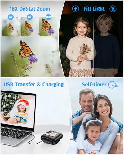 Image of Instant Camera, 1080P Kids Camera for Girls Boys Christmas Birthday Gifts, Dual-Lens Instant Print Digital Cameras for Kids Teens Toddle, 4 Rolls Print Paper, Toy for Age 4-12 Years (Black)