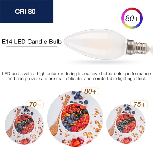 FLSNT E14 LED Light Bulb 60W Equivalent, 6.5W C35 E14 Dimmable Bulb, Candle Bulbs Small Screw 2700K Warm White, 806LM, Pack of 4 - Image 4
