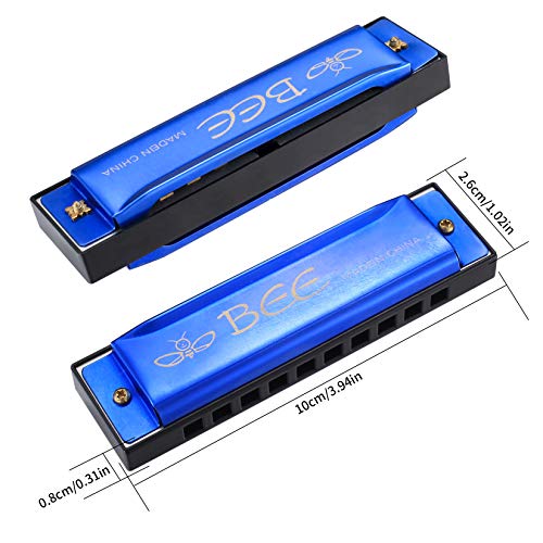 Zhujiehigh-Harmonica-10-Holes-20-Tones-Kids-Harmonica-Beginner-Mouth-Organ-Key-of-C-Music-Gifts-for-Musicians-Kids-Adults-Beginners-Performers-Harmonica-Blue