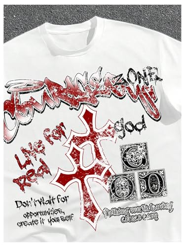 GORGLITTER Men's 2 Piece Cross Letter Graphic Tracksuit Short Sleeve Tee Top Drawstring Shorts Sets Y2K Vacation Outfit3