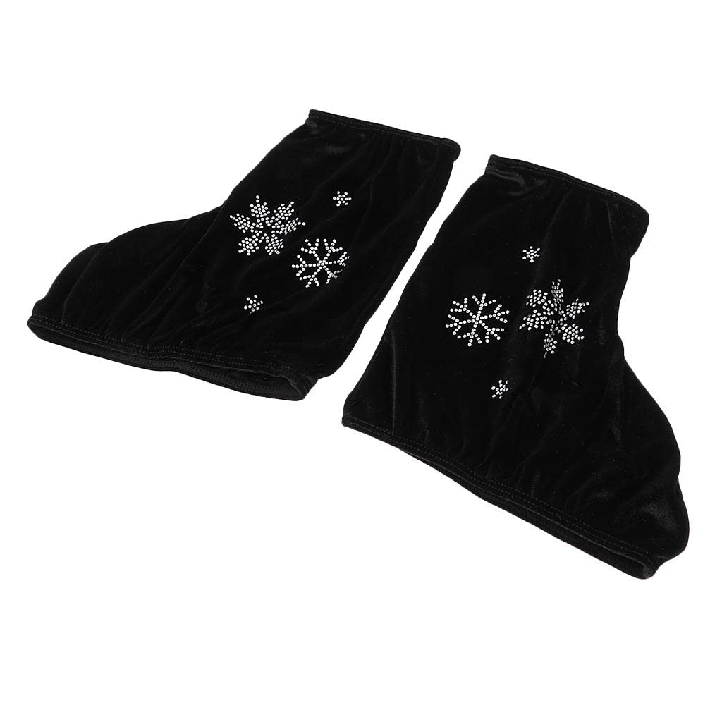 CALANDIS2pcs Ice Skate Boot Covers Protector for Figure Skating Velvet Black-XL