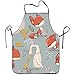 Produktbild Myrdora Lustiges Design Schürze Cartoon niedliche Fuchs Maus und Bauernhof Vögel wasserdicht kreativ für Frauen Männer Kellnerin Chef Home Friseur Küche Gartenarbeit