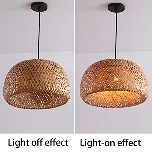 Lustre en Bambou Naturel Solution Éclairage Doux pour Plafond Bas - 6