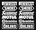 kit adhesivos 12 pegatinas blancas logotipo de Pireli Akrapvic 16 cm, para coche,moto,camion decoracion