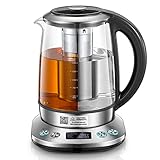 Smart Glass Tea Kettle, FOHERE Variable Temperature Kettle, 2200W Tea Pot with 6 Temperature Control Presets, 2 Hours Keep Warm, 1.7 Liter Electric Kettles with Removable Tea Infuser