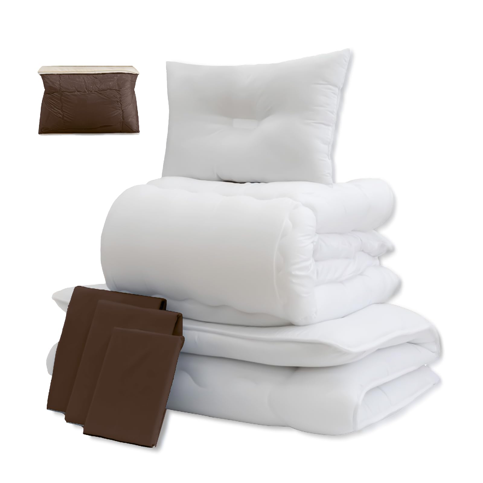 TEIJIN Ready-to-Use Futon Set, Anti-Mite, Antibacterial, Deodorizing, Cover Included, Storage Bag, 3-Layer Matton, Washable Comforter and Pillow, All Seasons, Comfortable, Mighty Top II, Exclusive to