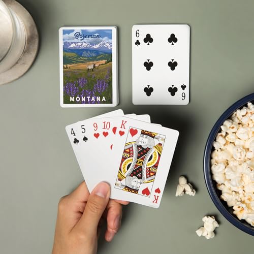 Baraja de cartas Bozeman Montana Elk y Flores poker miniatura 2