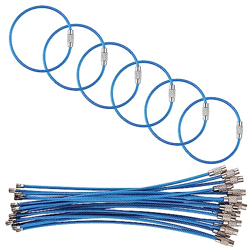 Image of 5.9in /15cm Stainless Steel Keychain Cable,Wire Diameter 2mm Metal Key Ring Loop,20 Pieces