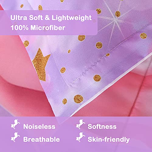 Oecpkd Unicorn Comforter Set 3Pc Pink Flower Girl Soft Unicorn Kid's Bedding Sets #TOP5