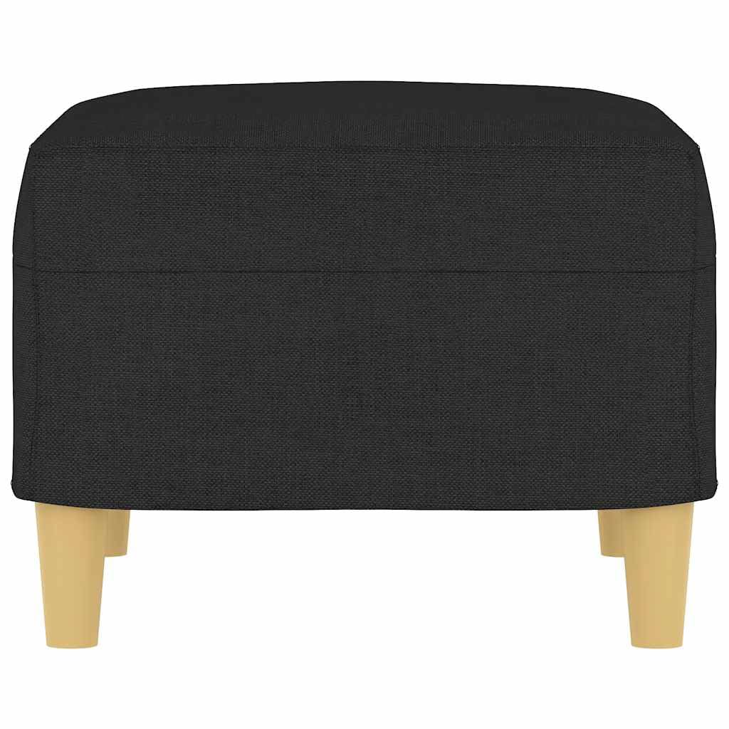 Taboret tapicerowany podnóżek czarny 60 x 50 x 41 cm materiał, rama ze sklejki, wypełnienie piankowe, puf do salonu, sypialni, korytarza, do podnóżka