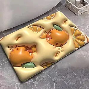 House of Quirk Cute Bath Mat, 3D Shaped Bath Mat for Bathroom | Diatom Mud Bathroom Mat Absorbent Bath Mat Non-Slip Bath Mat Shower Mat for Bathroom Tub (Yellow Orange)