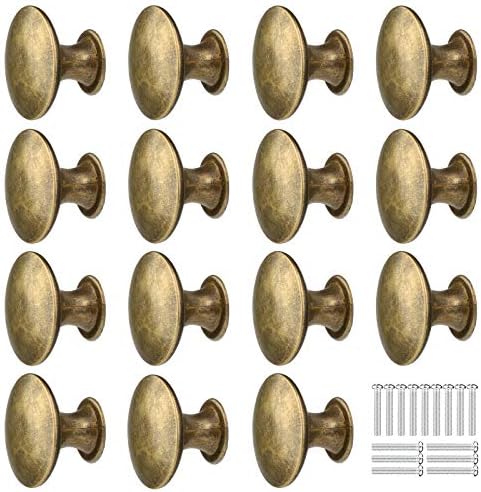 GOTRUST 15PCS 30MM Vintage Bronze Style Round Knobs Drawers Knobs Furniture Knobs Drawer Handles Vintage Antique Brass Knob for Cabinet Drawer