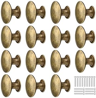 GOTRUST 15PCS 30MM Vintage Bronze Style Round Knobs Drawers Knobs Furniture Knobs Drawer Handles Vintage Antique Brass Knob for Cabinet Drawer