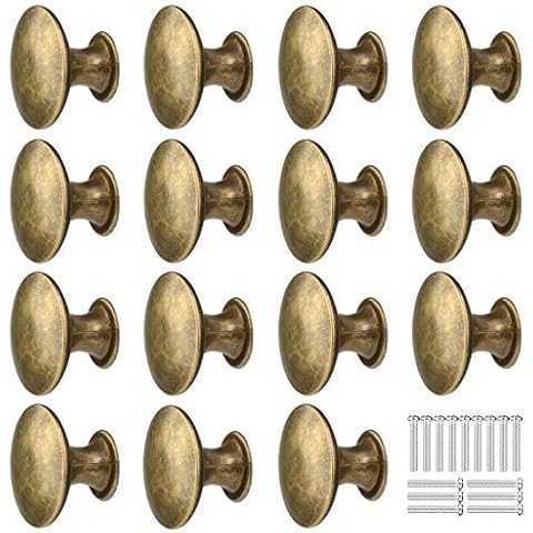 GOTRUST 15PCS 30MM Vintage Bronze Style Round Knobs Drawers Knobs Furniture Knobs Drawer Handles Vintage Antique Brass Knob for Cabinet Drawer Cover