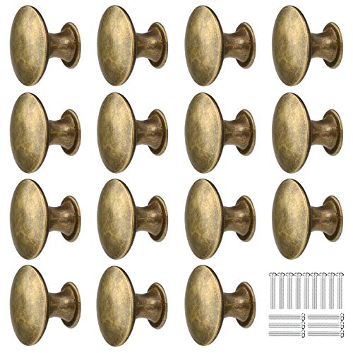 15 Perillas de Bronce Vintage, Tiradores de Muebles Redondos de 30 mm, Pomos de Cobre Antiguo, Mango...