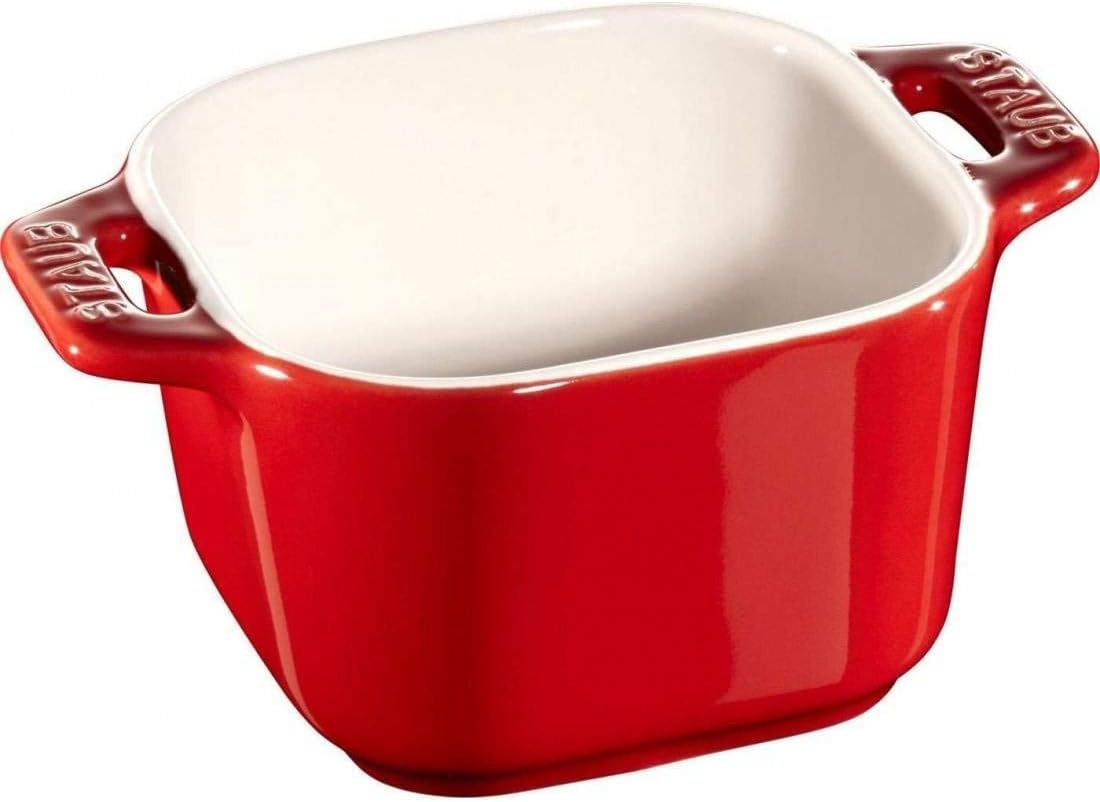 Amazon.com: Staub Ceramic Set of Two Mini Square Ramekins, Cherry: Home ...