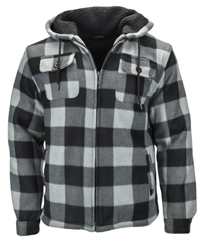 Image of Winter Flannel Fleece Jackets for Men Plaid Warm Sherpa Lined Coats