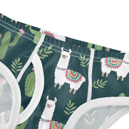 CHIFIGNO Cute Llamas Cactus Green Underwear for Boys Soft Cotton Briefs Little Boy Printed Underwear Briefs4