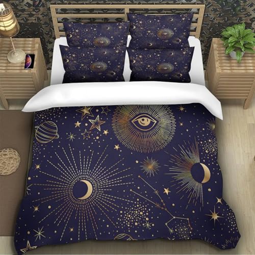 Parure de lit étoiles cosmiques en microfibre de qualité supérieure avec impression 3D durable - 5
