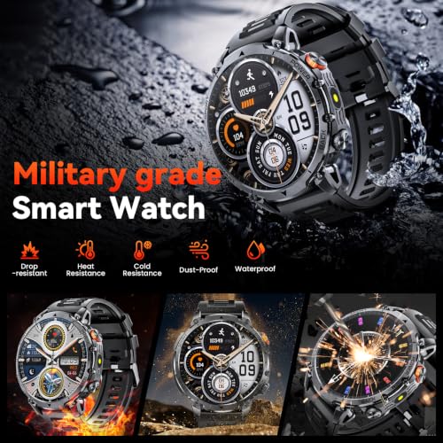 Military Smart Watches for Men, 100-day Battery, 1.7" Smartwatch 2 Bands - image 4