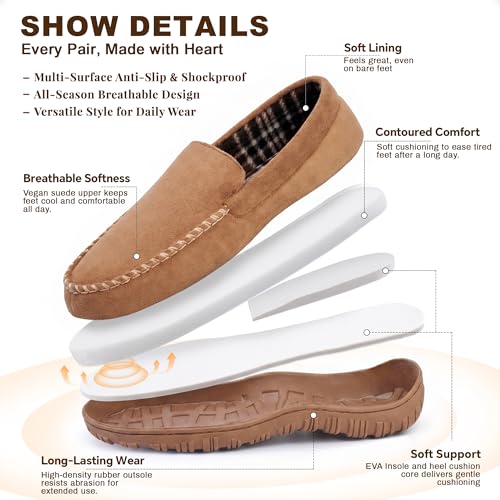 Image of shoeslocker Mens Slippers Microsuede Moccasin Memory Foam House Shoes