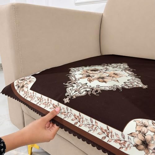 Image of Homerz Premium 'Luxe Series' Holland Velvet Sofa Cover | Smooth Finish | Anti-Skid Fleece Backing | Soft Touch Couch Protector for Living Room (Coffee, 1 Seater, Only Seat Cover)