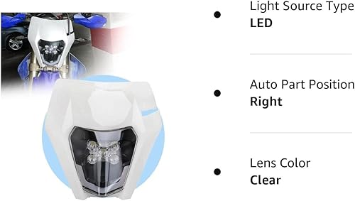 Miniatura 3 de JFG RACING - Kit de faro delantero LED universal, para la mayoría de motocicletas, motocross, enduros y minimotos, blanco