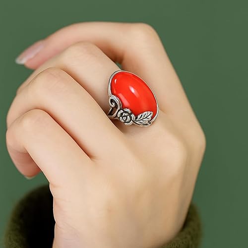 Miniatura 3 de Anillo vintage de rosa negra para mujer, banda abierta ajustable, anillo floral retro, estilo étnico bohemio, joyería ligera