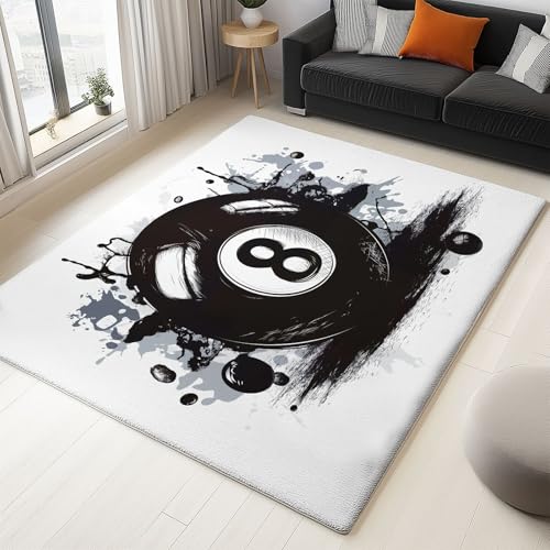 Tapis boule de billard 8 blanc 3D moderne antidérapant 80x150 cm - 3