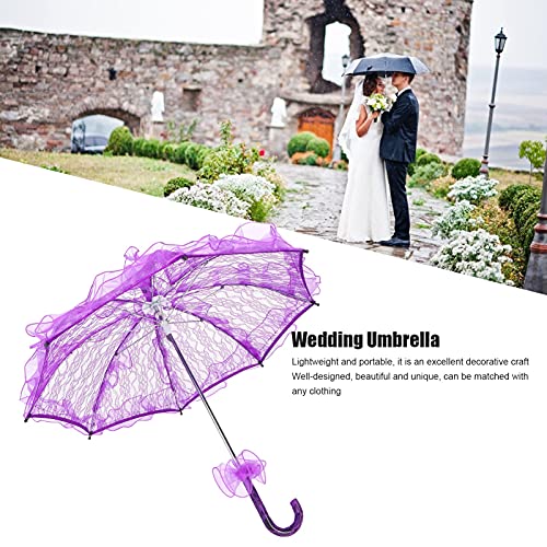 Lace Umbrella, Lace Parasol, 22.2X22.2In Wedding Decoration Lace Umbrella Foldable Lace Fabric Parasol Lace Umbrellas For Tea Party, Weddings, Party Decorations, Concerts (Purple) #TOP1
