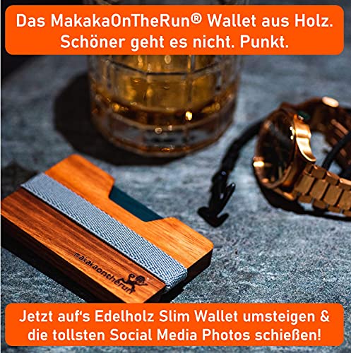 Mini-Geldbörse MakakaOnTheRun aus Zebraholz mit Kartenetui