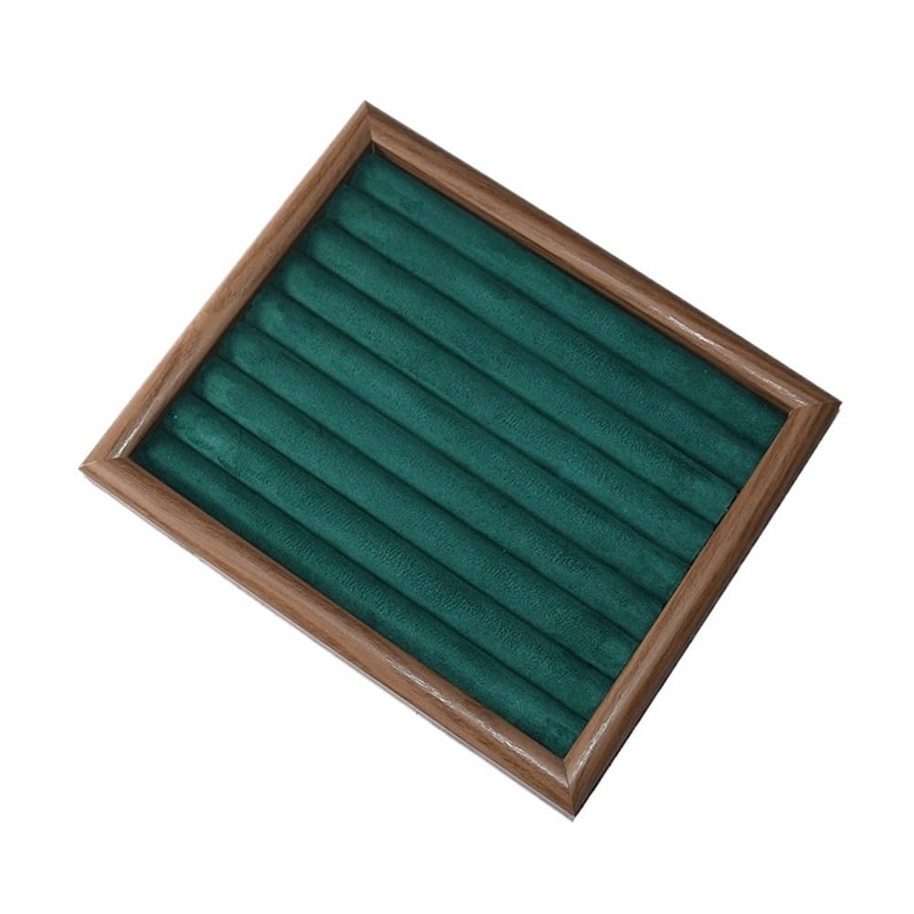 Zeng25liangOu-12 jewellery stand Brown Dark Green Wooden Jewelry Rack Ring Tray Bracelet Earring Staple Earring Storage for Display and Storage(Medium)