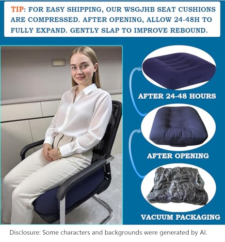 Image of WSGJHB Office Chair Cushion Pillow Adult Car Booster Seat Cushions | Seat Cushions for Short People Effectively Increase Field of View Lower Back Fatigue Relief, for Home Anti-Slip 18x18x4.7 inch