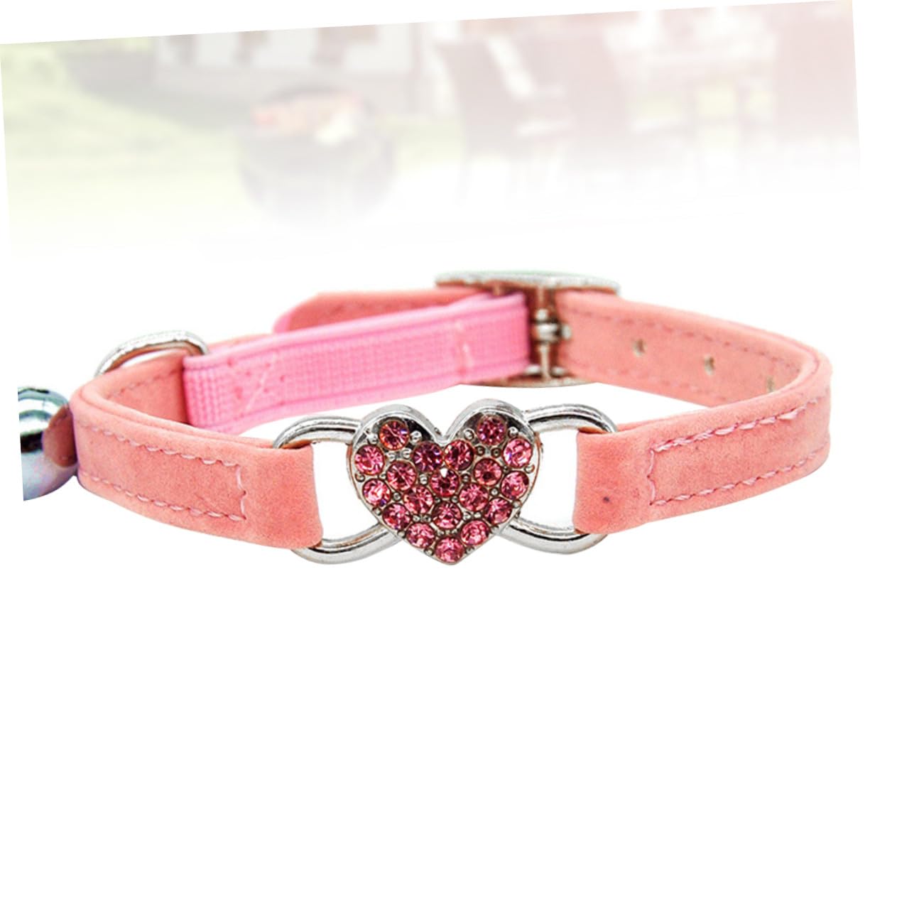 Abaodam Collier de Chat Ajustable Forme de Cœur avec Décor Cristallin et Clochette pour Chat et Animal de Compagnie