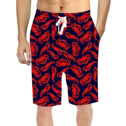 Image of Mens Pajama Shorts Graphic Lounge Bottoms Sleep Pjs with Pockes