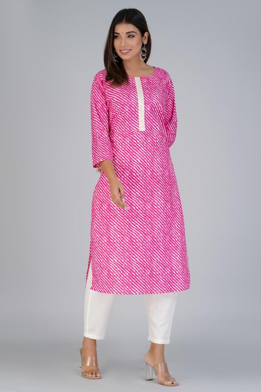 Image of Lehriya Lining Print Cotton Kurta | Elegant and Trendy Women's Ethnic Wear Kurti Kurti for Women