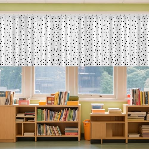 Chumia 6 Pcs Black Polka Dot School Classroom Curtains Reading Corner Decor Back to School Reading Calming Corner Decor for Teaching and Playroom Bedroom 36 x 24