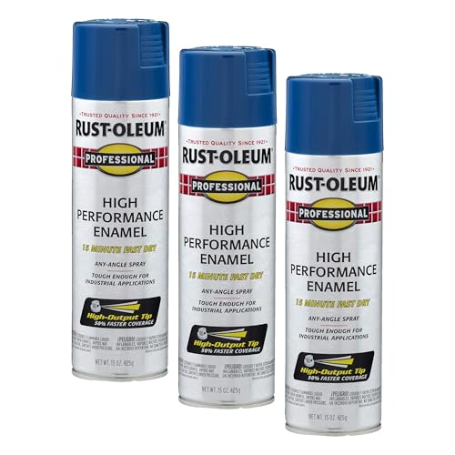 Image of Rust-Oleum 7527838 Professional High Performance Enamel Spray Paint, 15 Oz, Gloss Royal Blue (Pack of 3)