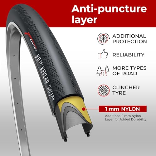 Fincci Foldable 700x28c Tire – Road Bike Tires 28-622 with